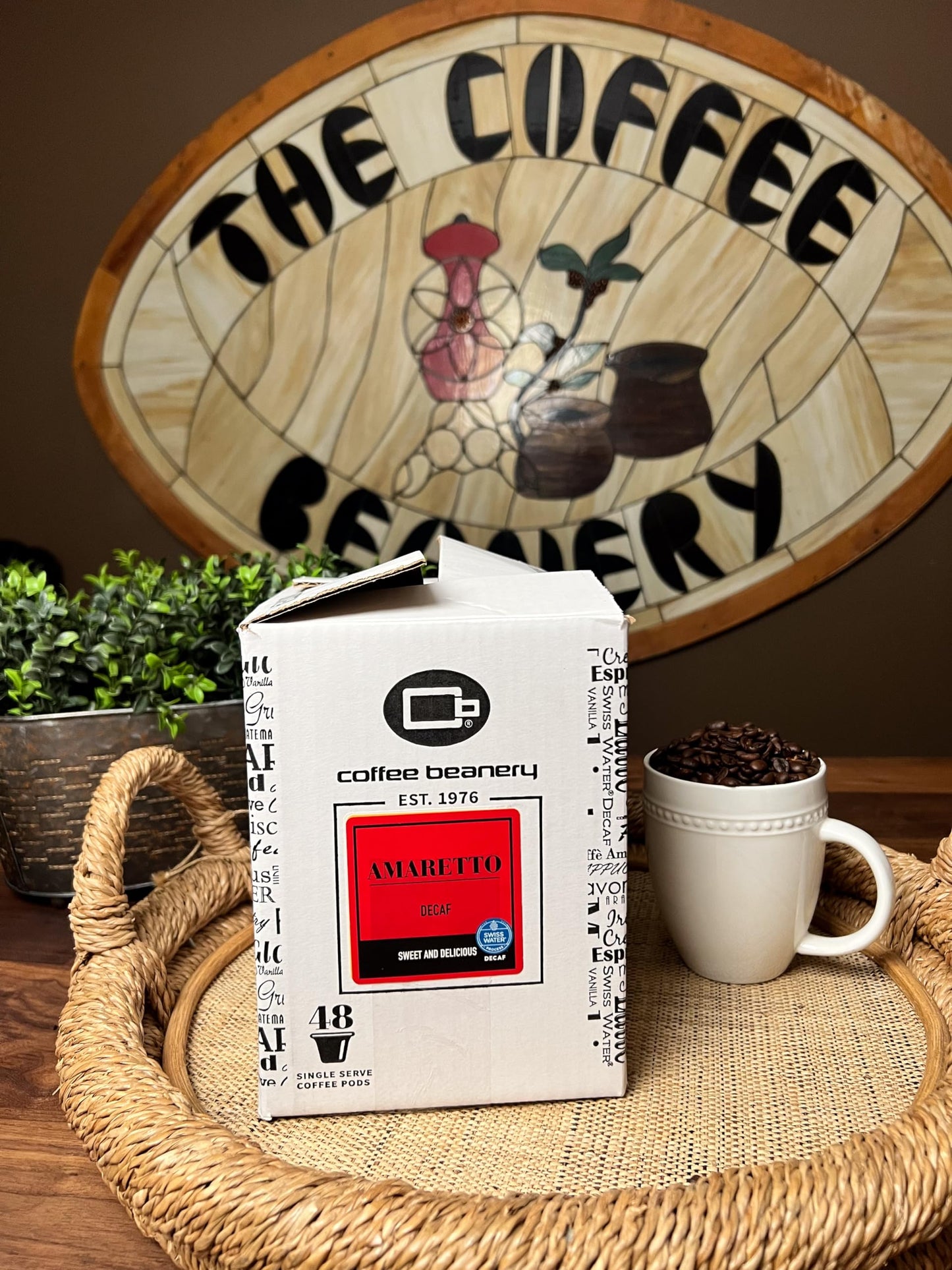 Coffee Beanery Amaretto Decaf Coffee Pods - Medium Roast, 96 Count Pack