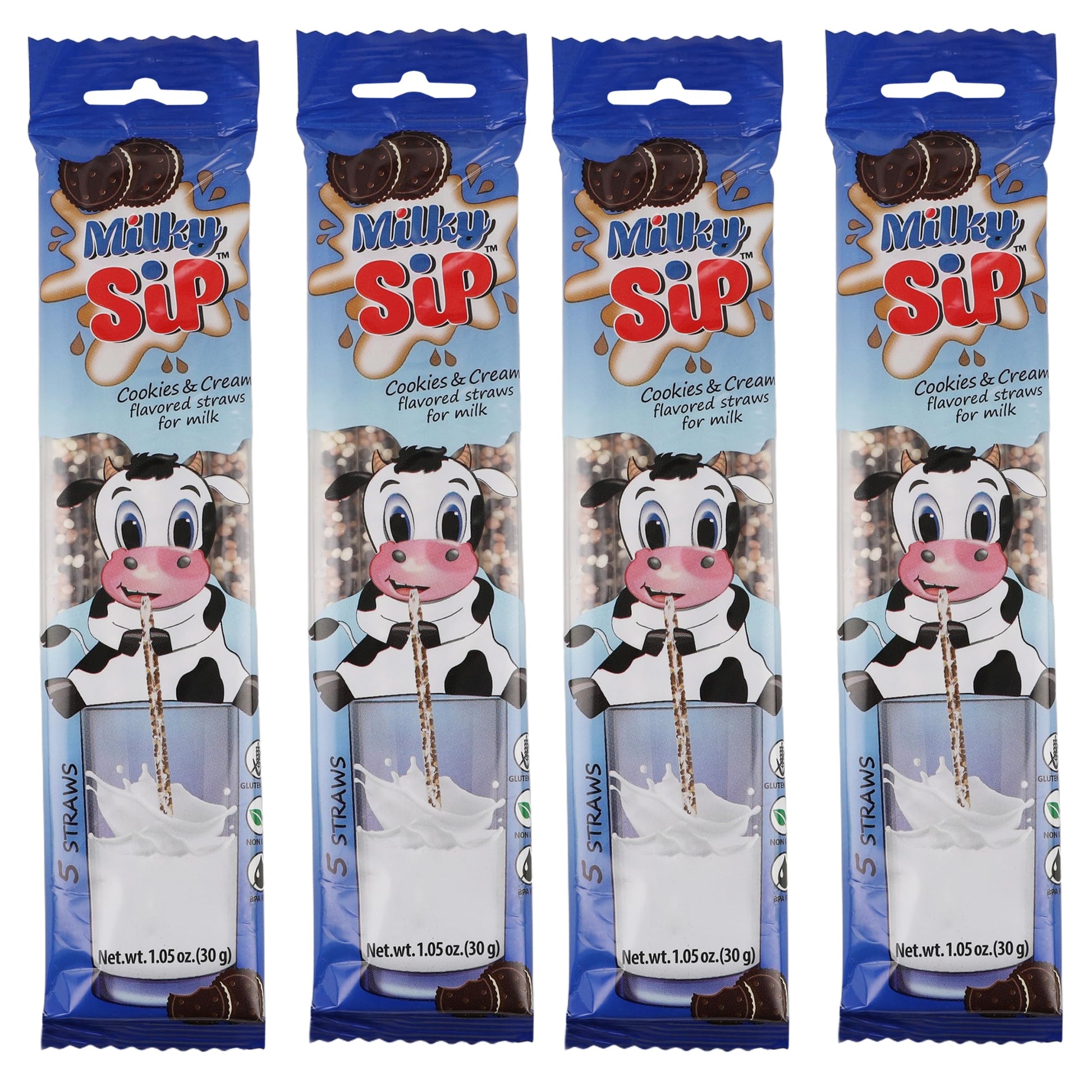 Milky Sip Magical Milk Straws - 4 Packs of 5 Pcs Each Cookies and Cream Flavored Straws For Milk, 20 Milk Flavoring Straws for K