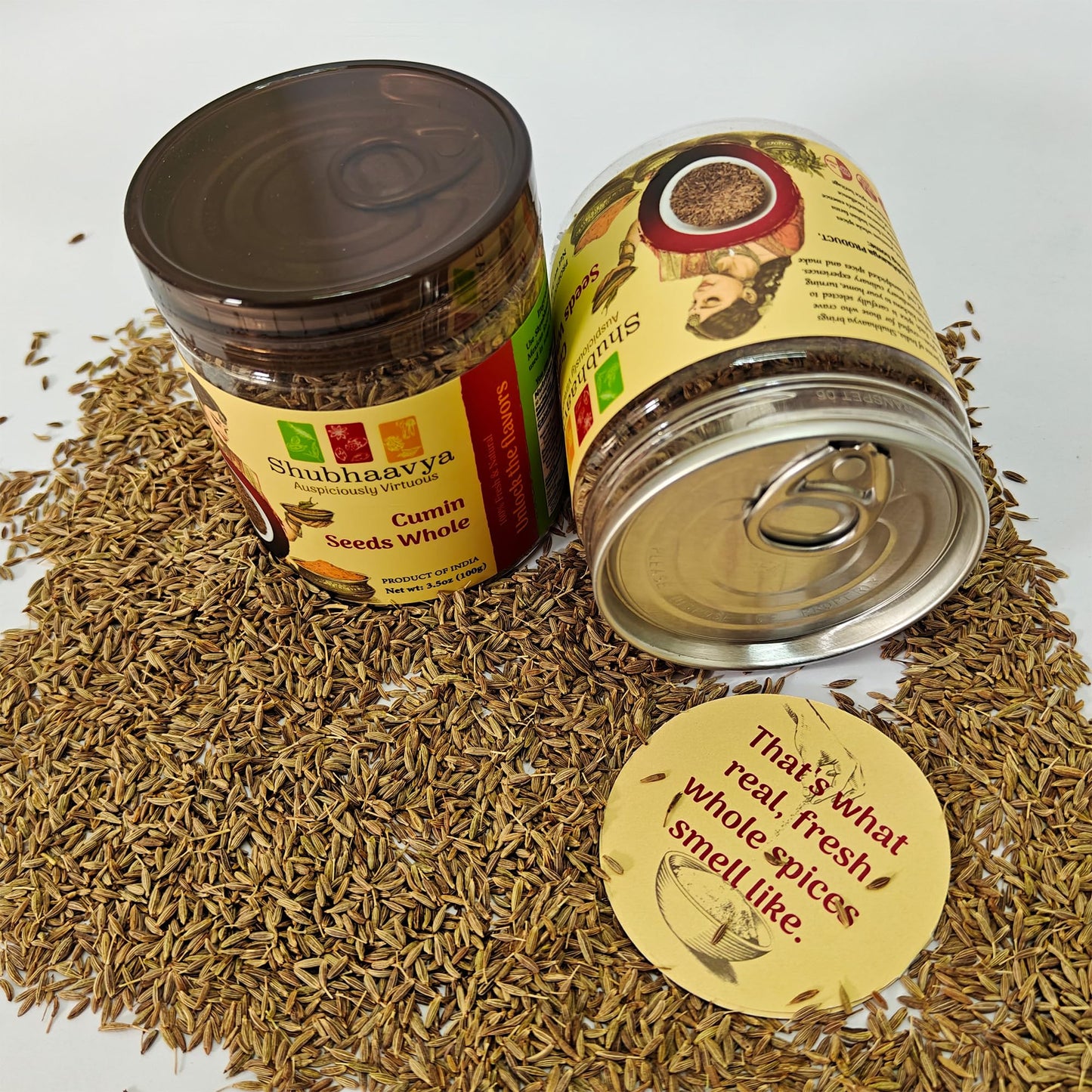 SHUBHAAVYA Cumin Seeds Whole - Premium Indian Jeera, All Natural, Gluten Free, NON-GMO, 3.5oz (100g)