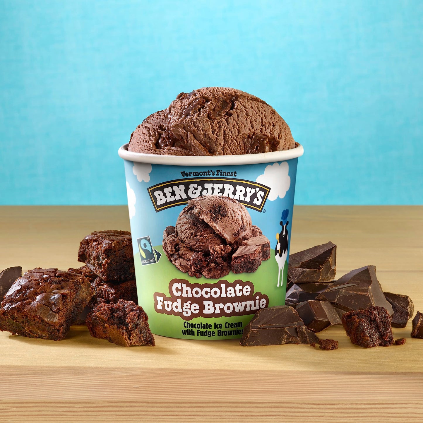 Ben & Jerrys Chocolate Fudge Brownie Ice Cream Pint Non-GMO 16 oz