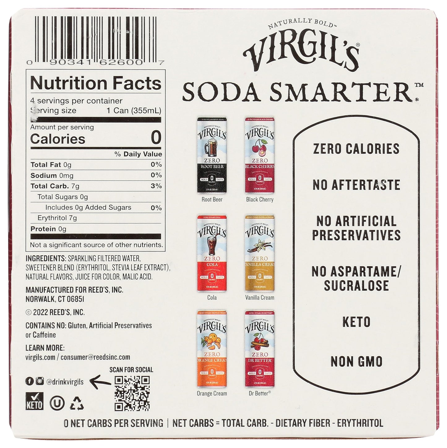 Virgil'S - Soda Zero Sugar Black Cherry Can - Case Of 6 - 4/12 Fluid Ounces