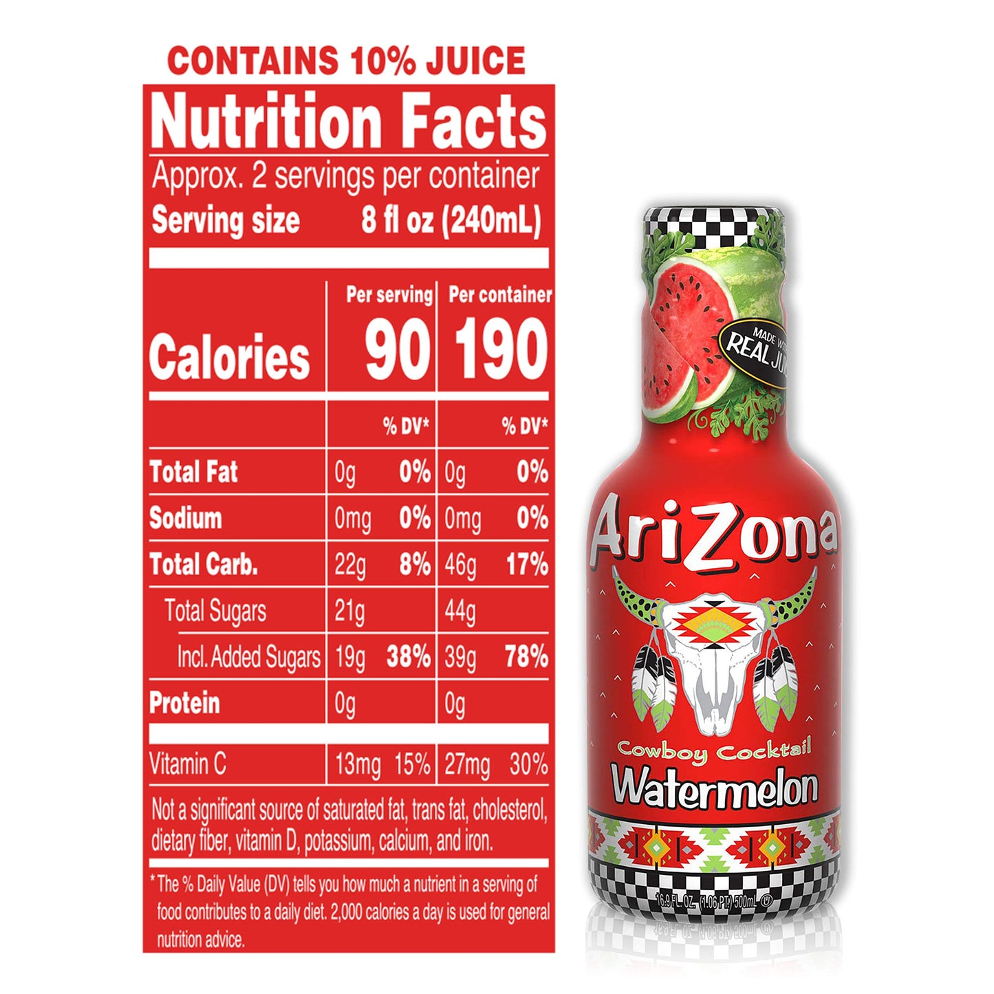 Arizona Watermelon, 16.9 Fl Oz, Bottle (Pack Of 20)