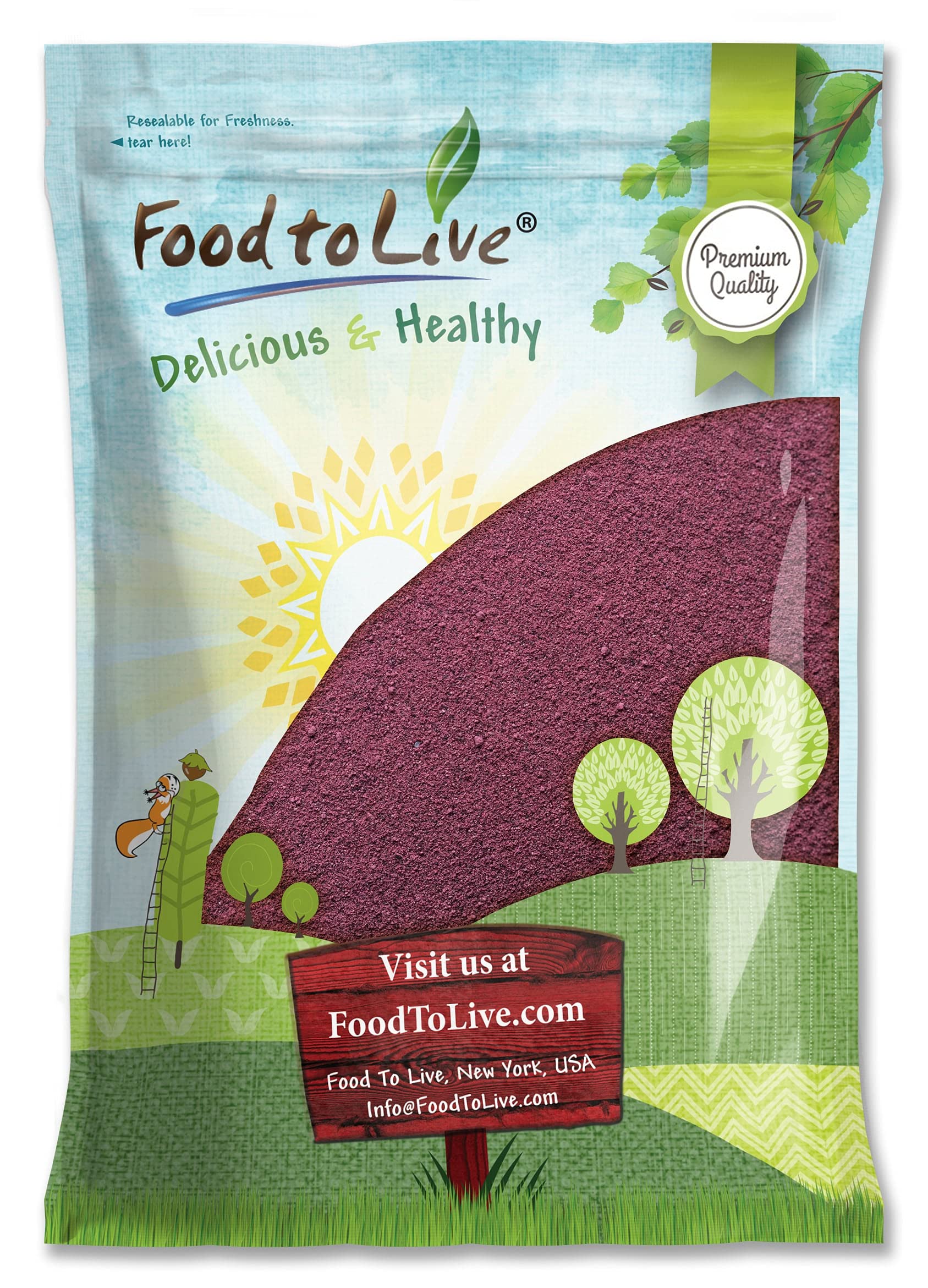 Food to Live Black Elderberry Powder, 8 Pounds - Raw Dried Berries, Unsulfured, Vegan, Bulk, for Baking, Juices, Smoothies, Yogu