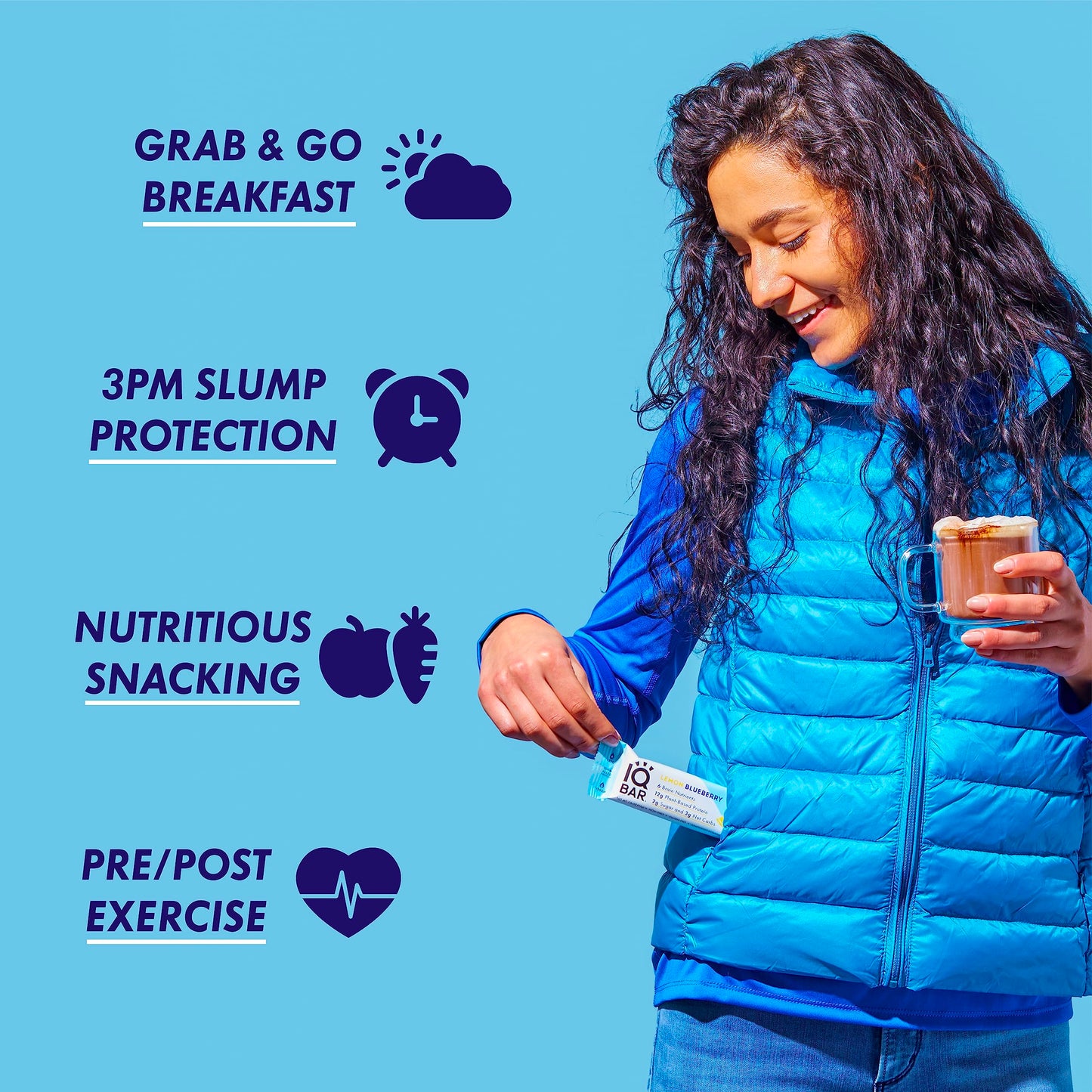 IQBAR Brain and Body Plant Protein Bars - Lemon Blueberry - 36 Count  Low Carb  High Fiber  Gluten Free  Healthy Vegan Snacks - Low Sugar Keto Bar