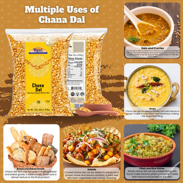 Rani Chana Dal (Split Desi Chickpeas Without Skin) 32Oz (2Lbs) 908G ~ All Natural | Gluten Friendly | Non-Gmo | Kosher | Vegan | Indian Origin