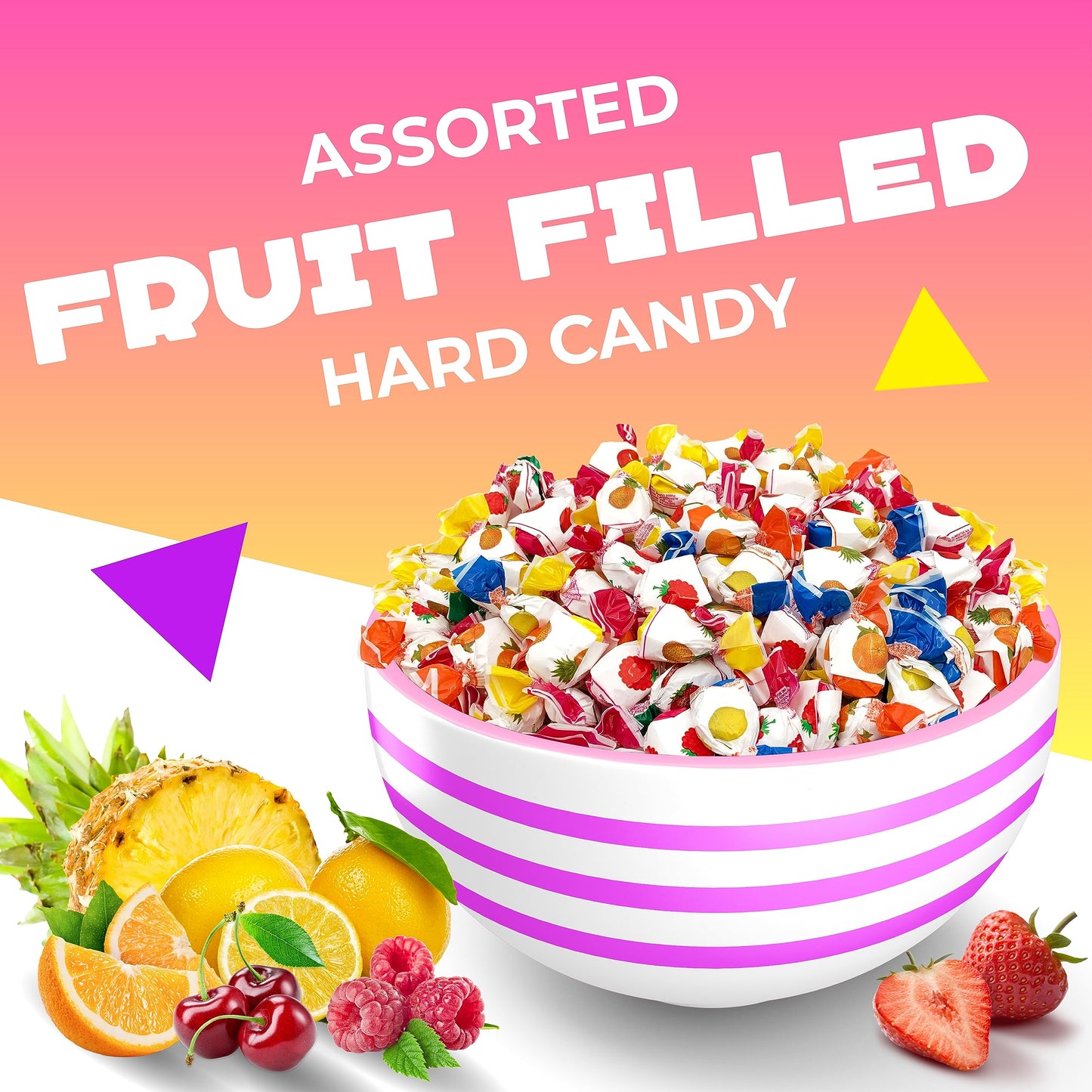 Assorted Fruit-Filled Hard Candy, Old-Fashioned Delights (1 Pound Bag - Approx. 70 Count)