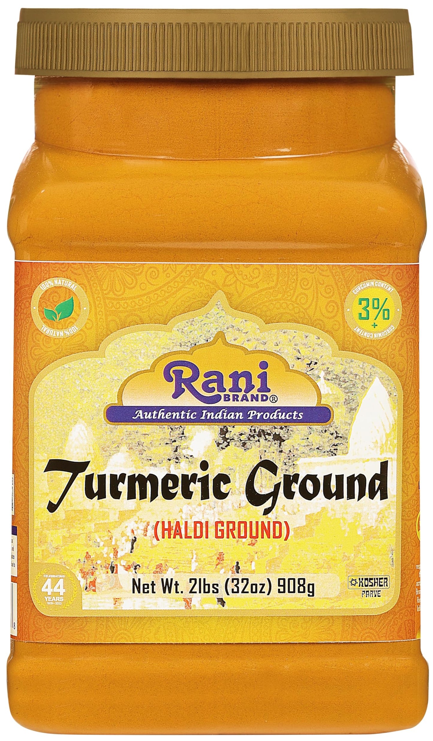 Rani Turmeric (Haldi) Root Powder Spice, (High Curcumin Content) 32Oz (2Lbs) 908G Bulk Pet Jar, Pack Of 12 ~ All Natural | 100%