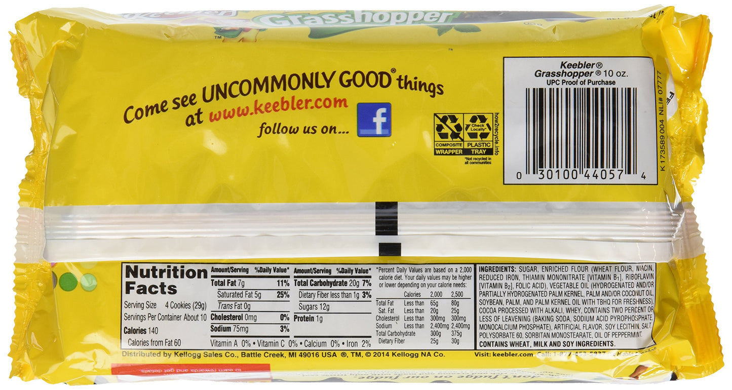 Keebler Fudge Shoppe Grasshopper (Mint) Cookies, 10-Ounce Packages (Pack Of 6)