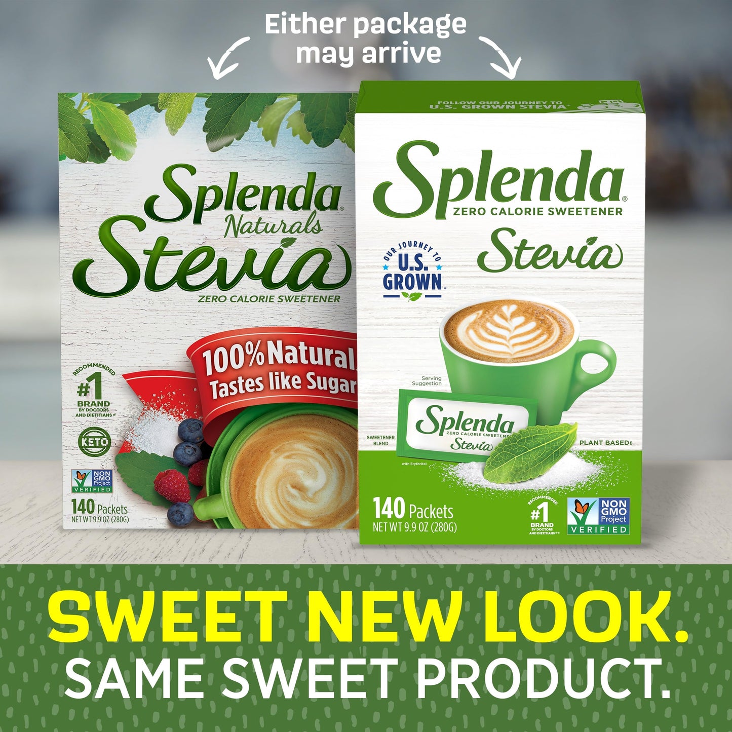 Splenda Stevia Zero Calorie Sweetener, Plant Based Sugar Substitute Granulated Powder, Single Serve Packets, 140 Count