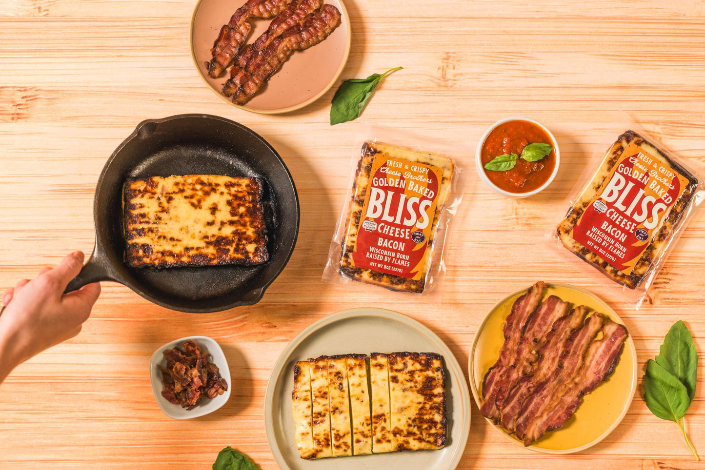 Cheese Bros. Bacon Baked Bliss Cheese | Made in Wisconsin | Heat & Eat | Fresh & Crispy | 4 Pack