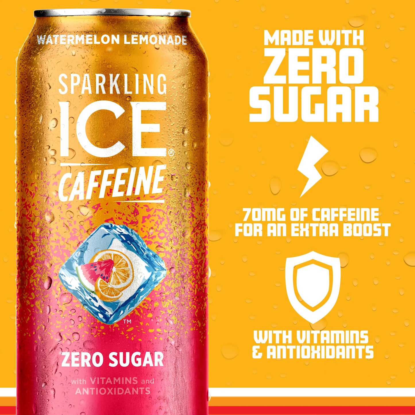 Sparkling Ice Sparkling Water, Zero Sugar, Watermelon Lemonade, 16 Fl Oz Cans, Pack of 12, Model FG00416