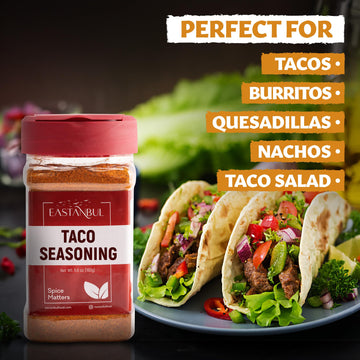 Eastanbul Taco Seasoning Mix, 5.6Oz Taco Seasoning, 100% Natural Taco Mix, Vegan Taco Seasoning Mix, Non-Gmo & Vegan, Great Mild