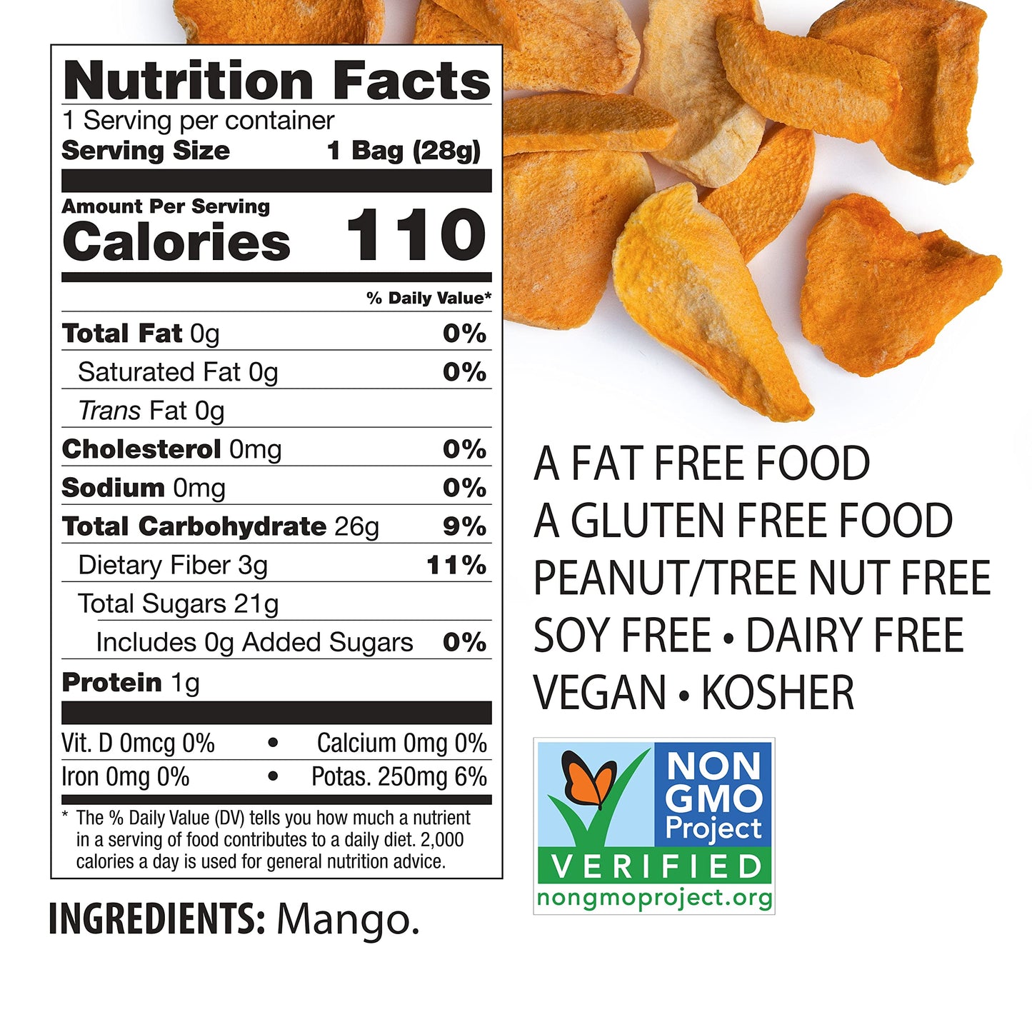 Brothers All Natural, Mango Freeze Dried Fruit Crisps, Gluten Free, Non-Gmo, Nothing Added, 1 Oz. Resealable Pouch (Pack Of 8)