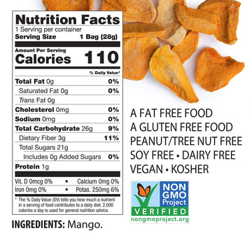 Brothers All Natural, Mango Freeze Dried Fruit Crisps, Gluten Free, Non-Gmo, Nothing Added, 1 Oz. Resealable Pouch (Pack Of 8)