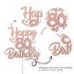 YCTHUNFISH 80th Birthday Cake Topper Glitter Heart Star Rose Gold Bamboo Decoration