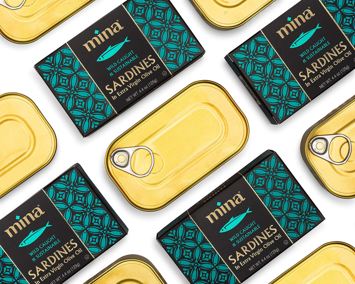 Mina Sardines in Extra Virgin Olive Oil, 4.4 oz, Wild Caught, Low Sodium, High Protein, Keto, Paleo, Pack of 12