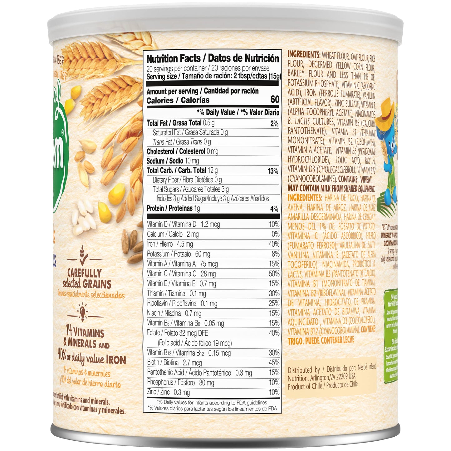 Nestle Nestum Infant Cereal, 5 Cereals, Made For Infants 6 Months Old, 10.6 Ounce Canister (Pack Of 1)