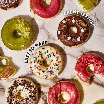 Global Grub Diy Morimoto Mochi Donut Kit - Includes Mochi Donut Mold, Reusable Piping Bag, Sweet Rice Mochi Flour, Confectioners