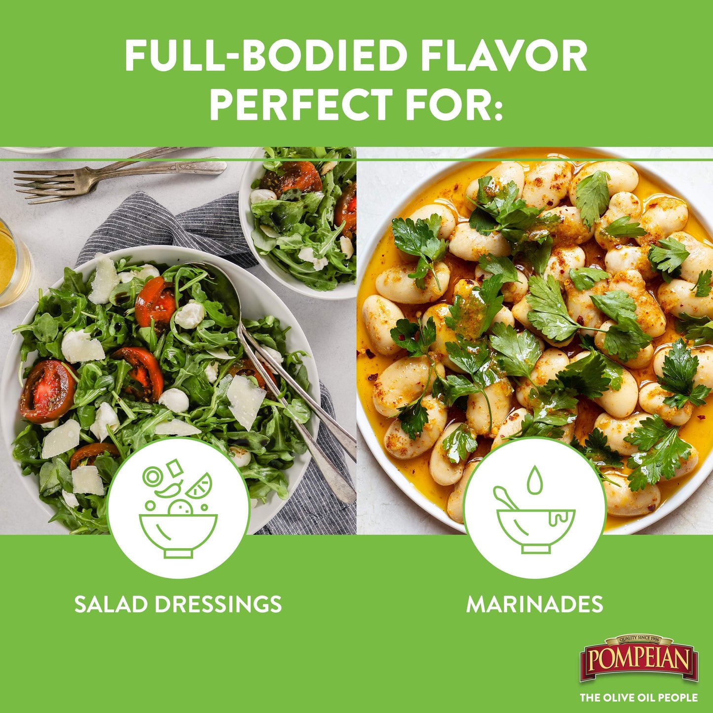Pompeian Robust Extra Virgin Olive Oil, Contains Polyphenols, First Cold Pressed, Full-Bodied Flavor, Perfect For Salad Dressing