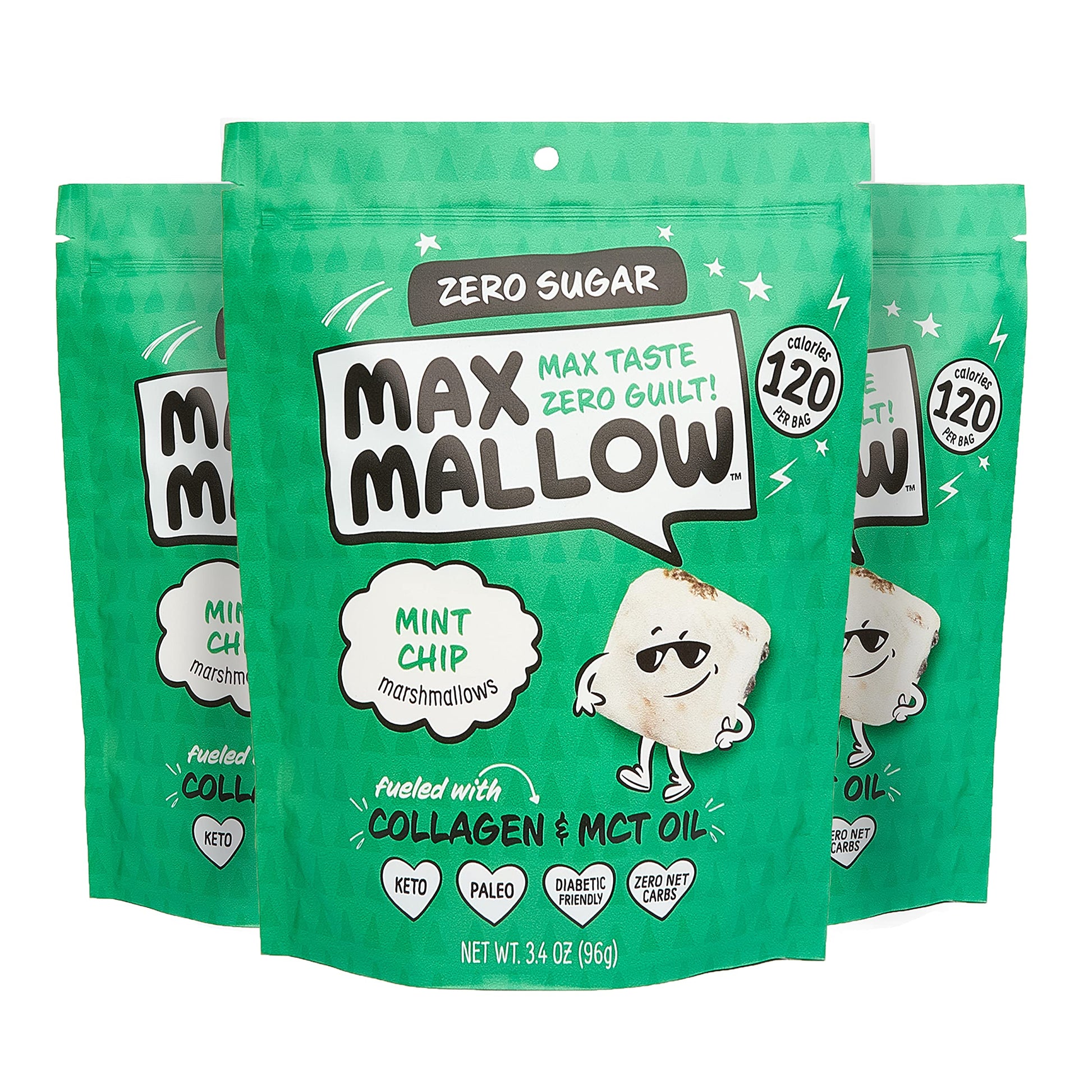 Know Brainer Max Mallow Mint Chip | Guilt-Free &    Zero Sugar Marshmallows - Low Carb, Zero Fat, Gluten Free & Ketogenic | Mars