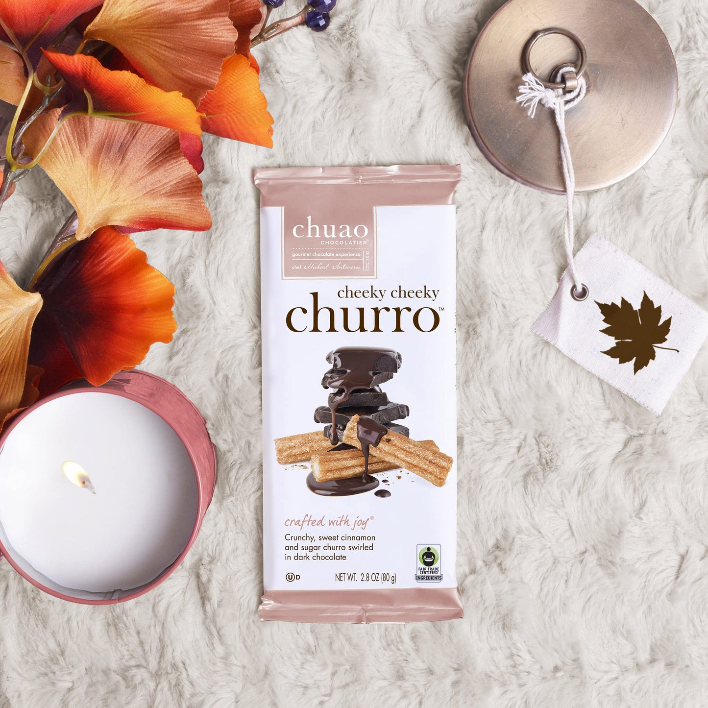 Chuao Chocolatier Cheeky Cheeky Churro Dark Chocolate Gourmet Bars | For Gift Baskets, Birthday, Thank You, Care Package| 3 Pack, 2.8 Oz Each