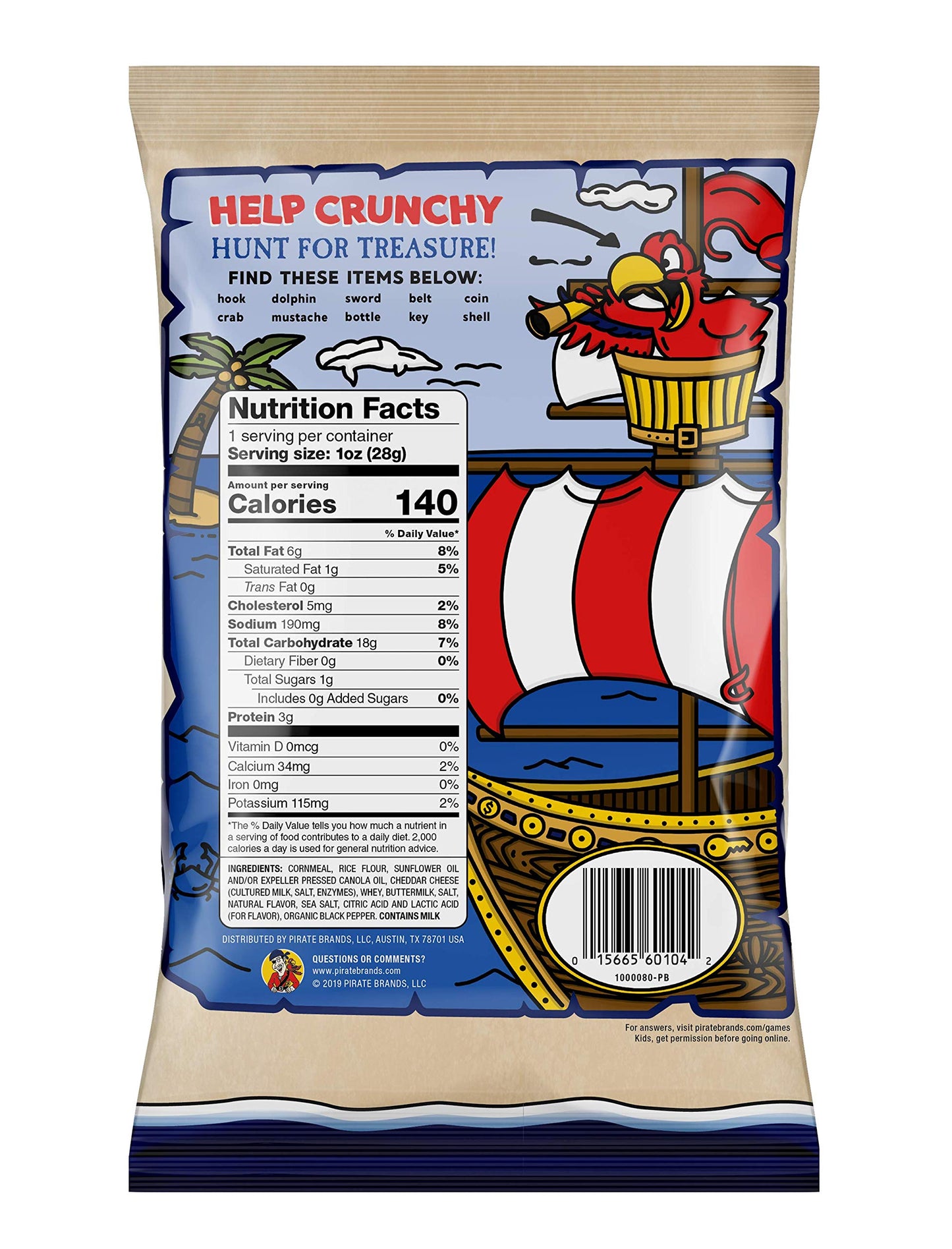 Pirates Booty Snack Puffs, Aged White Cheddar, 12ct, 6oz Grocery Size Bags, Gluten Free, Healthy Kids Snacks