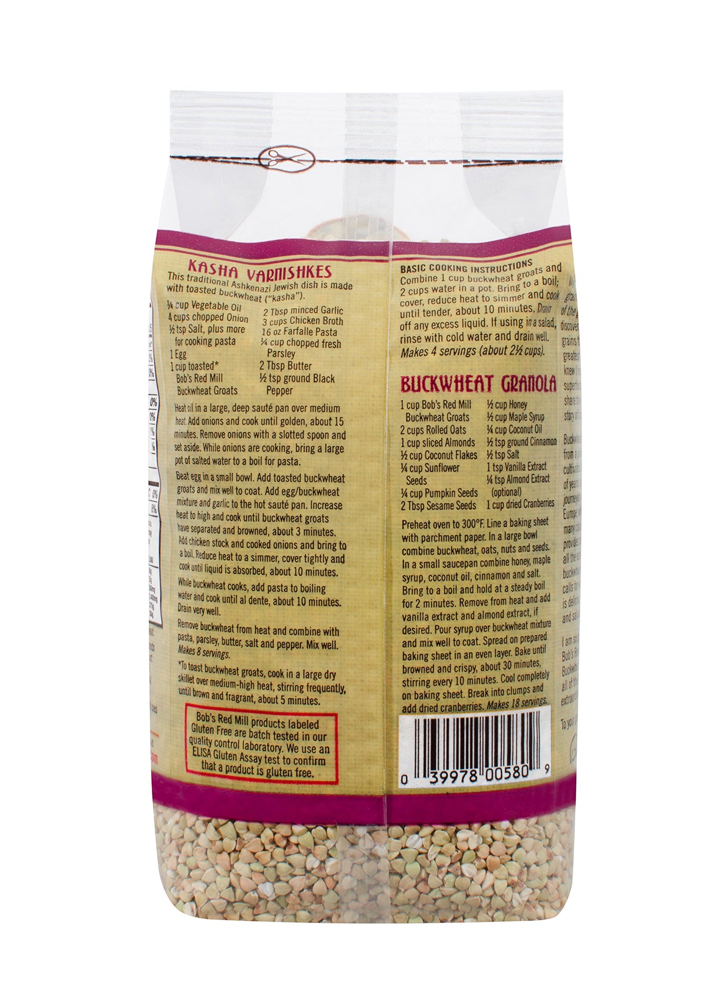 Bob's Red Mill, Organic Whole Grain Buckwheat Groats, Gluten Free, 16 Ounce (453 g)