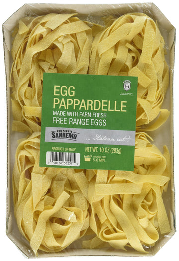 Compagnia Sanremo San Remo Italian Egg Pappardelle Pasta - Non-Gmo, Free Range Egg Traditional Pappardelle - 10 Oz (Pack Of 1) -
