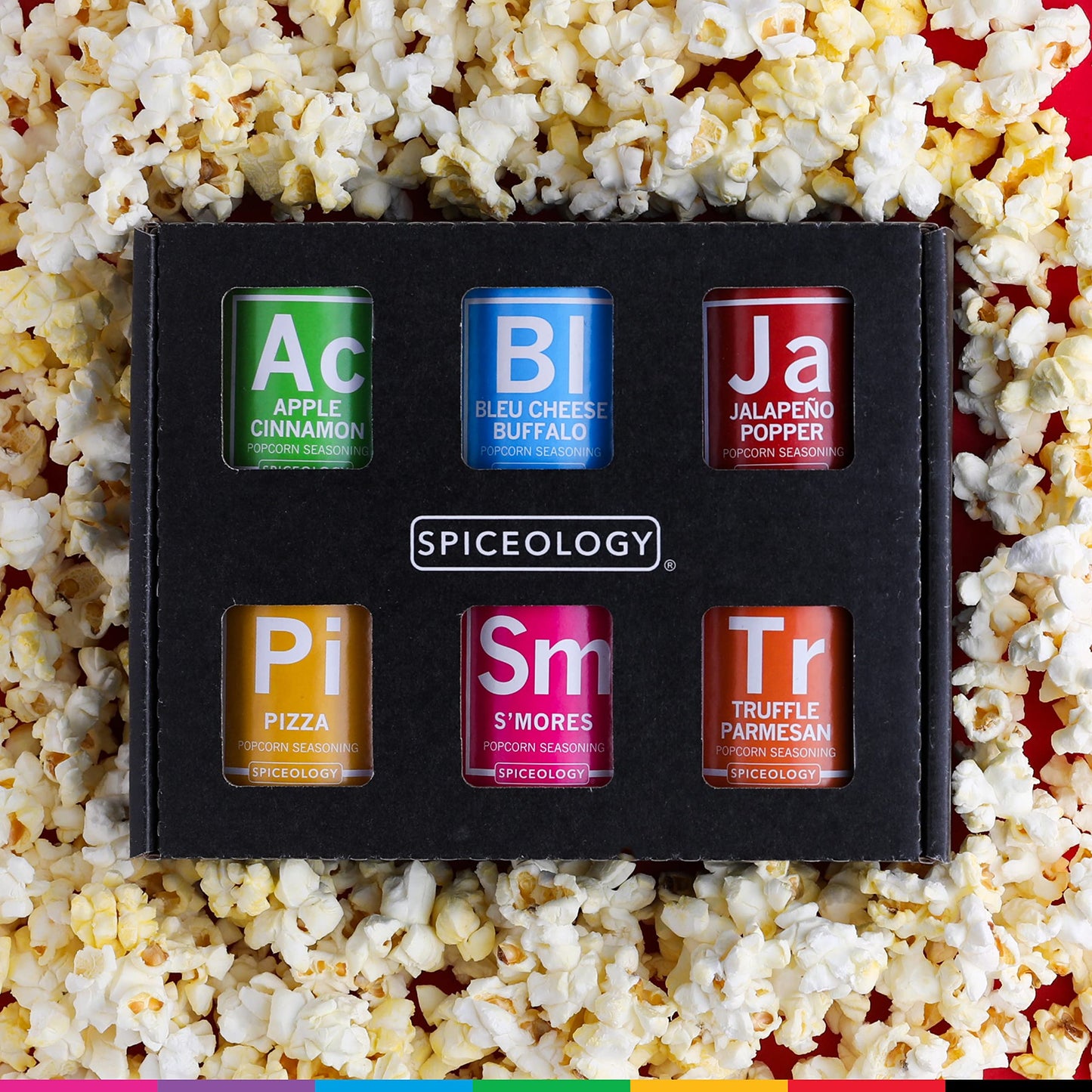 Spiceology Popcorn Seasoning Variety Pack – 6 Gourmet Flavors – Apple Cinnamon, Bleu Cheese Buffalo, Jalapeño Popper, Pizza, S’mores, Truffle Parmesan