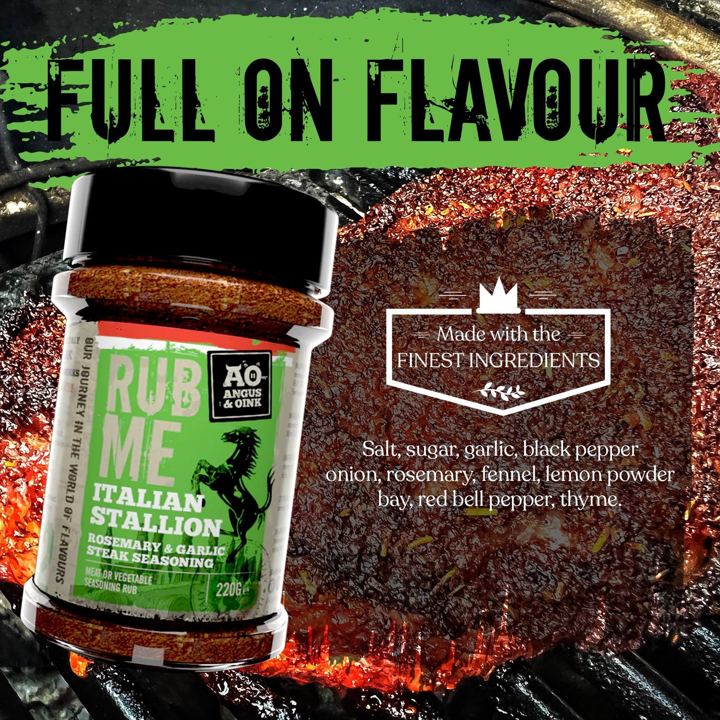 Angus & Oink | Italian Stallion Bbq Seasoning Rub | Inspired By Northern Italian Flavours | Perfect For Steak, Lamb & Pizza | 22