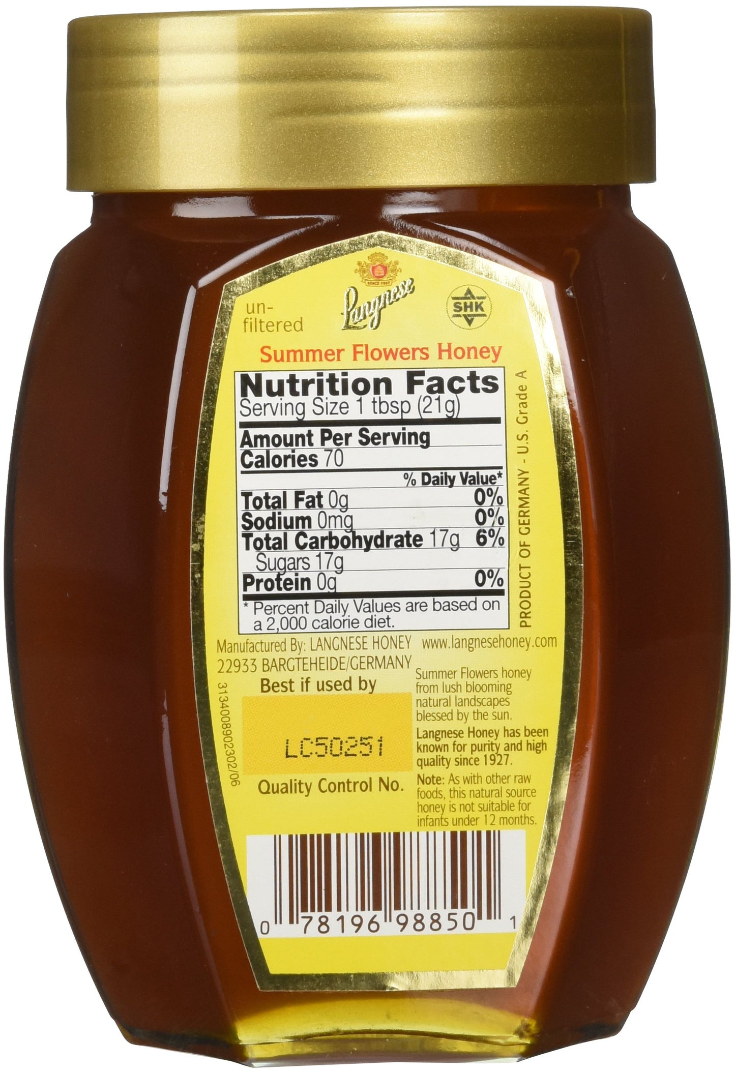 Langnese Summer Flowers Honey Jar, 17.6 Ounce (Pack Of 1)