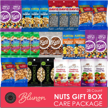 Nuts Snack Packs - Mixed Nuts And Trail Mix Individual Packs - Healthy Snacks Care Package Gift (28 Count)