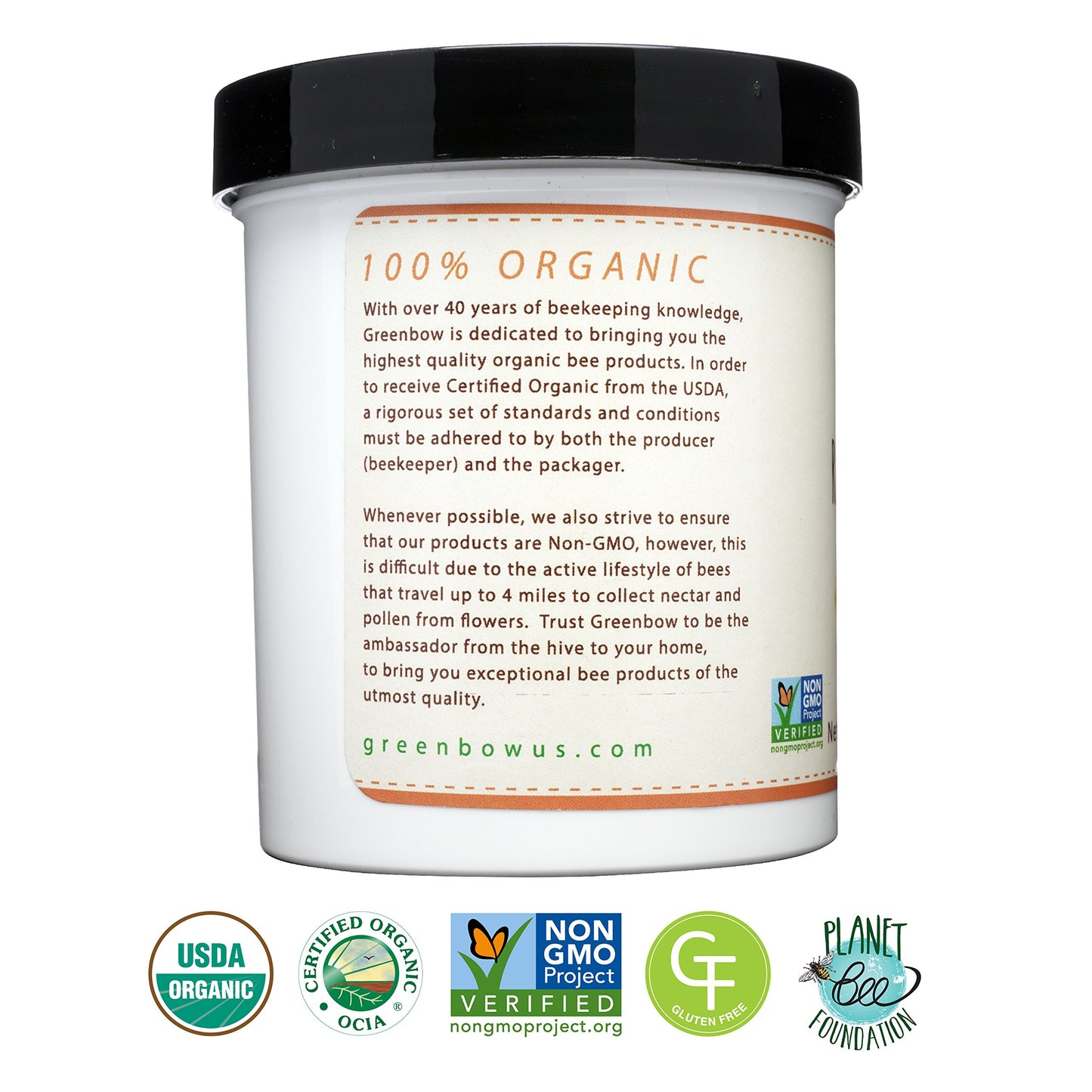 Greenbow Organic Honey W/Fresh Royal Jelly - 100% Usda Certified Organic, Non-Gmo, Gluten Free - Whole Food Organic Royal Jelly