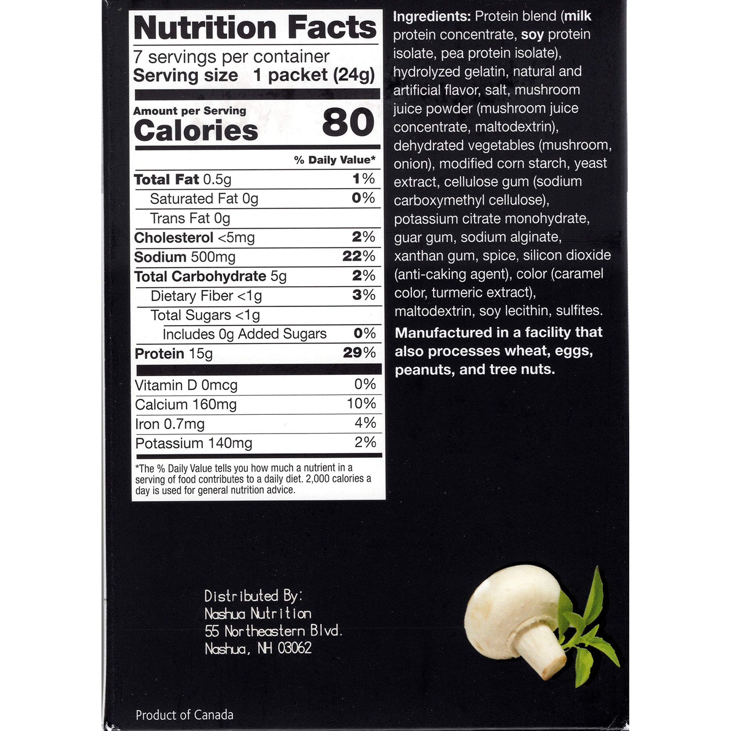 Proti-Thin High Protein Cream Of Mushroom Soup, Gluten-Free, 15G Protein, Low Calorie, Low Carb, Low Fat, No Gluten Ingredients, Healthy Instant Diet Soup Mix, Keto Friendly, Ideal Protein Compatible,1 Pack Of 7 Servings