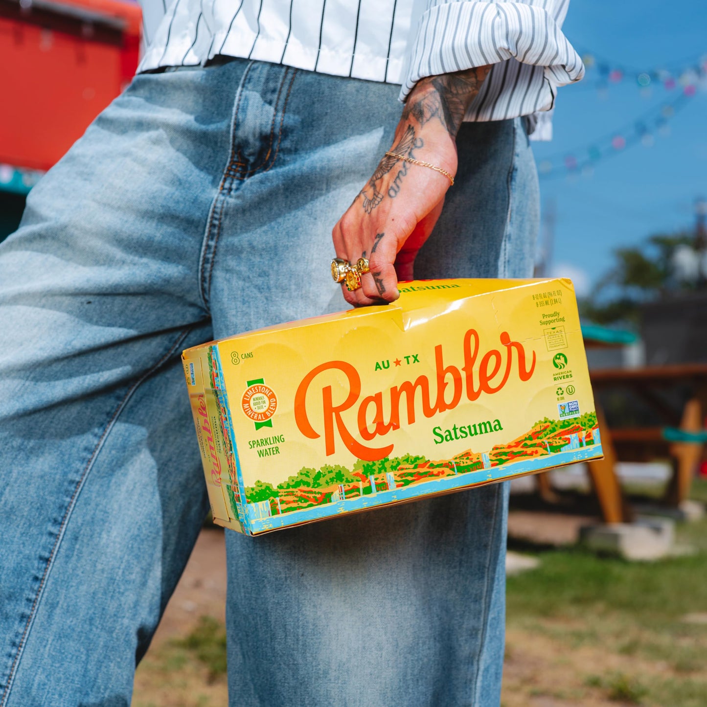 RAMBLER Satsuma Sparkling Water, Texas Limestone Filtered, 12 Fl Oz Cans, 24-Pack