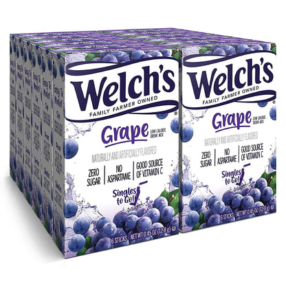 Welchs Singles To Go Water Drink Mix - Grape Powder Stick Packets (12 Boxes with 6 Packets Each - 72 Total Servings)