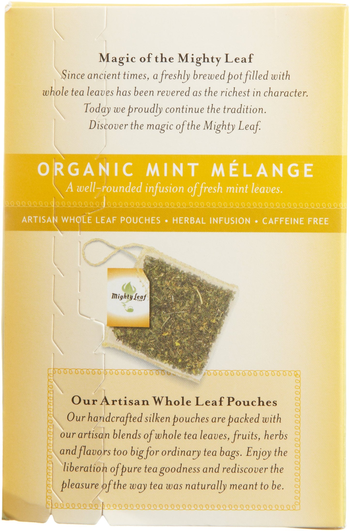 Mighty Leaf Organic Tea, Mint Melange, 15 Whole Leaf Pouches, 1.32 Oz, Pack of 3