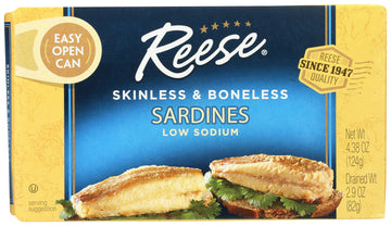 Reese Skinless And Boneless Sardines, Low Sodium In Water, 4.38-Ounce (Pack Of 10) Packaging May Vary