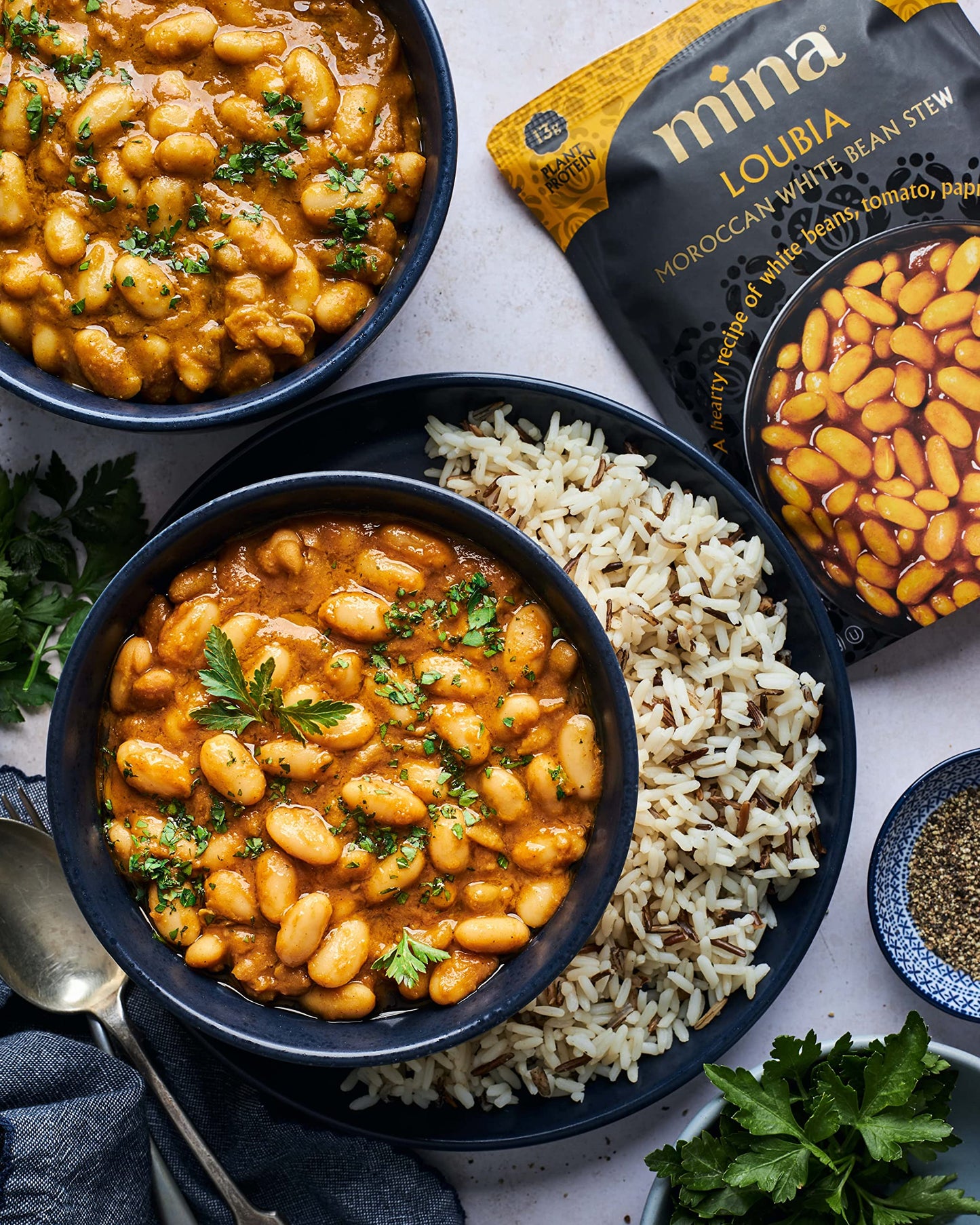 Mina Moroccan White Beans, Cannellini Beans, 10 oz (Pack of 6) Ready to Eat, Plant Protein, Vegan, Non-GMO, Gluten Free Healthy