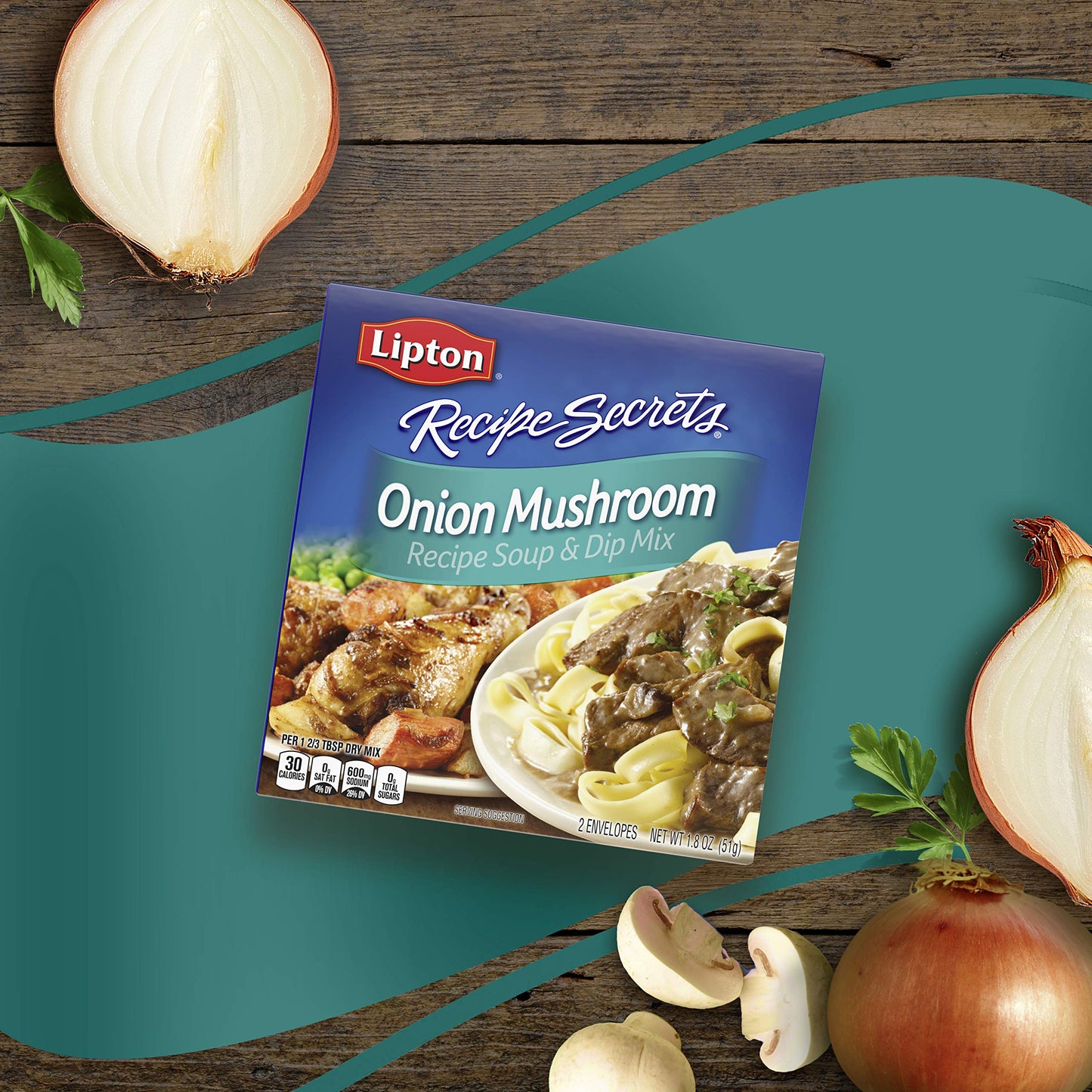 SOUP SECRETS Lipton Recipe Soup and Dip Mix, Onion Mushroom, 1.8 oz, Pack of 12