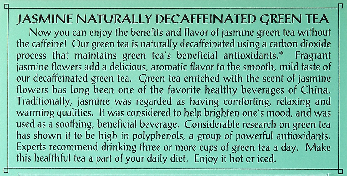 Triple Leaf Tea Jasmine Green Tea, Decaffeinated, 20 Count