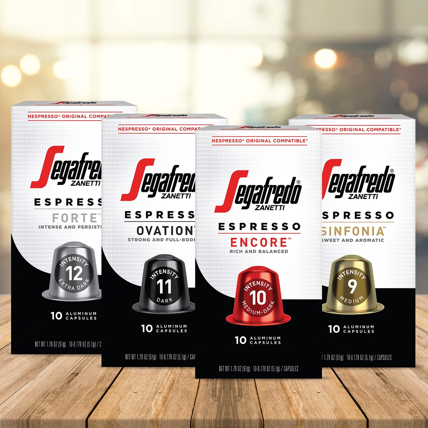 Segafredo Zanetti Espresso compact pieces - Extra Dark Roast, Intensity 12, Aluminum Pods for Nespresso Original Machines, 10 Count