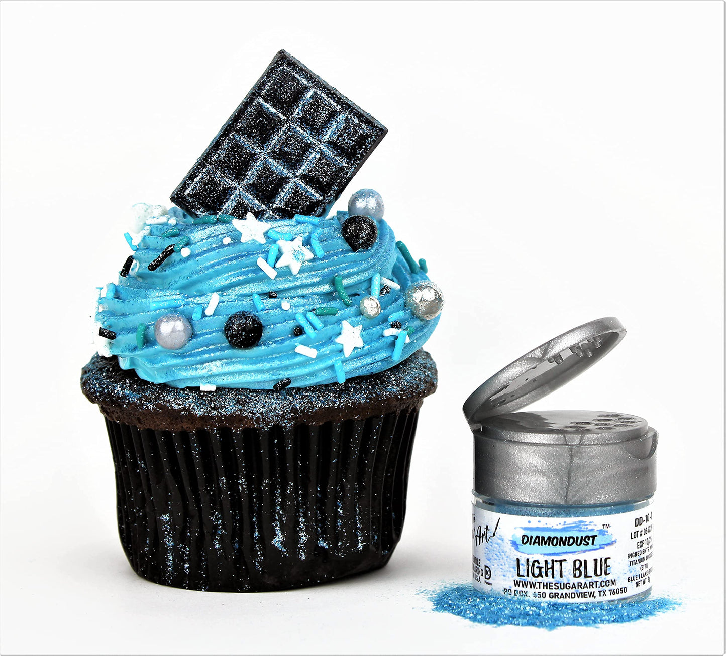Light Blue Edible Glitter For Drinks, Cocktails, Cake Decorating, Strawberries, Chocolates & More | No Taste | 4G | 100% Food-Safe | Kosher, Vegan, Gluten & Nut Free | Diamondust By The Sugar Art