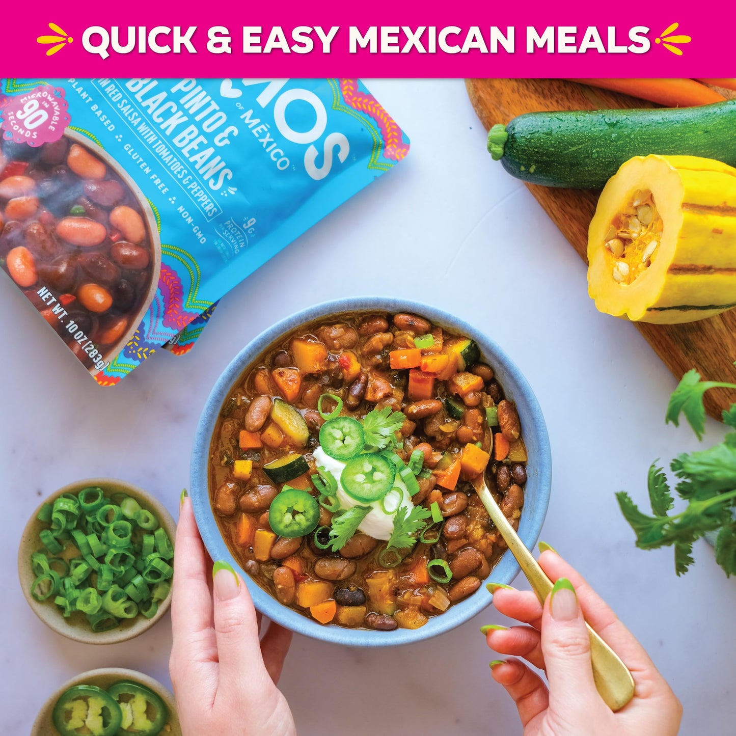 Somos Pinto & Black Beans - Gluten Free, Non-Gmo, Vegan Ready-To-Eat Microwavable Meals - Delicious, Healthy & Plant Based Conve