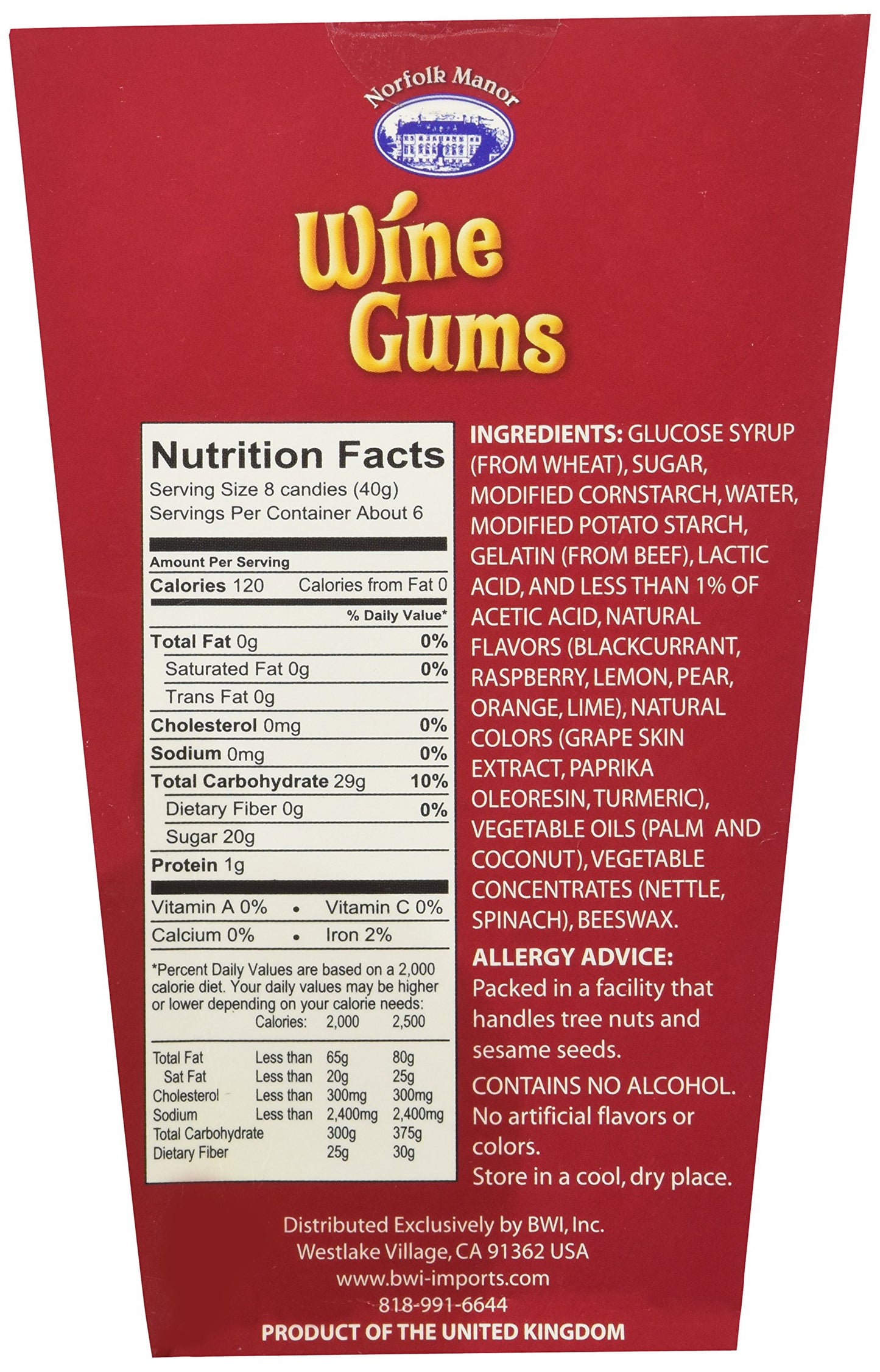 Norfolk Manor Wine Gums, 8.8 oz, Pack of 1, Chewy Candy, Assorted Flavors