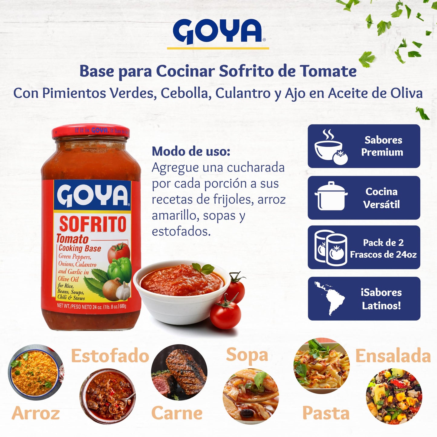 Sofrito Tomato Cooking Paste by Goya, Tomato Cooking Base with Green Peppers, Onion, Cilantro, Garlic, and Olive Oil, Latino Sea