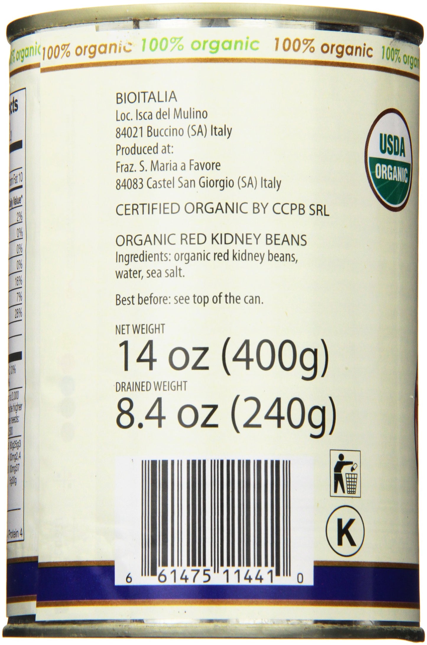 Bioitalia Red Kidney Beans, 14 Ounce (Pack Of 12)