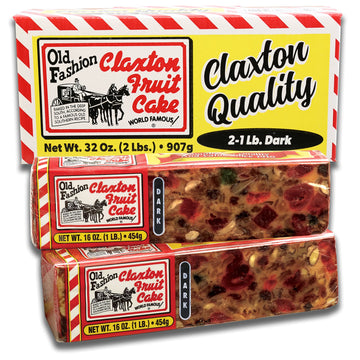 Claxton Fruit Cake - 2-1 Lb. DARK Recipe - Each Cake Individually Wrapped For Freshness