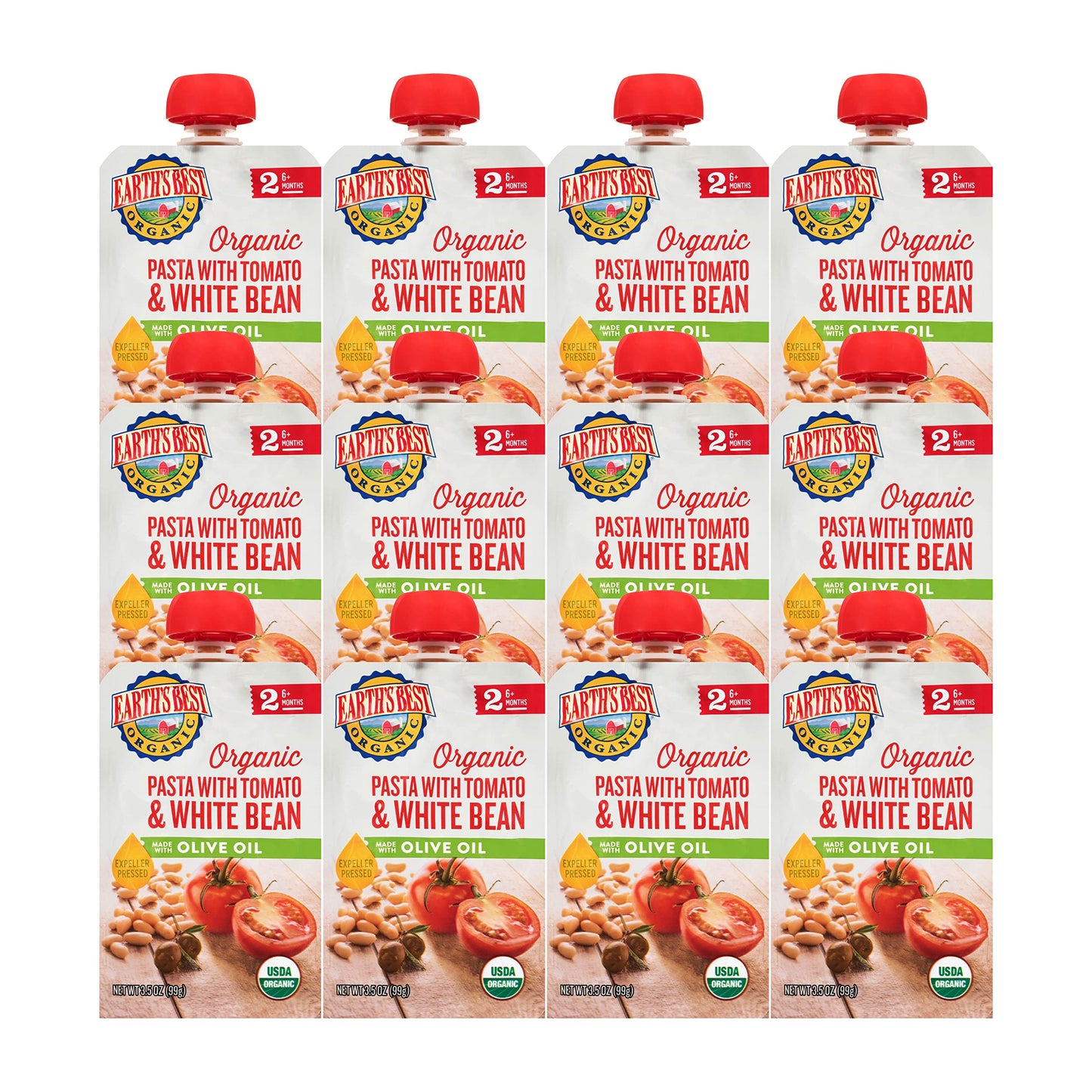 Earth'S Best Organic Baby Food Pouches, Stage 2 Homestyle Meal Puree For Babies 6 Months And Older, Organic Pasta With Tomato An