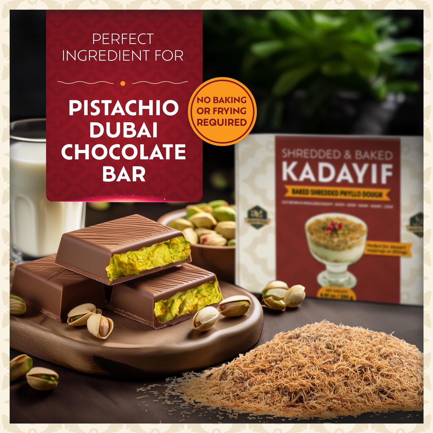 Eastanbul Baked & Shredded Kataifi for Milk Pudding  Crushed Kataifi  Shredded Fillo Dough  Kadayif Pastry Dough  Kataifi Muhallebi  Kadaifi Sprinkles  Kadayif Topping for Milky Desserts 250g (8.8oz)